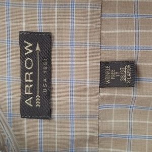 Arrow Men's XL Plaid Long Sleeve Button Up Shirt With Pocket